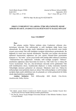 Tarih Okulu Dergisi (TOD) Journal of History School (JOHS) Eyl&uuml;l