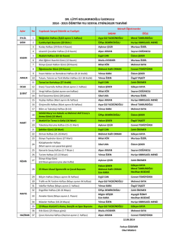 Sosyal Etkinlik Takvimi