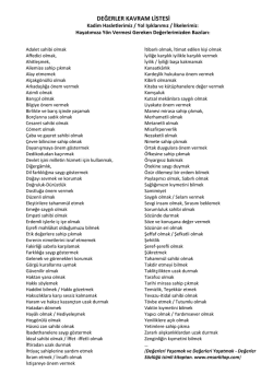 DEĞERLER KAVRAM LİSTESİ