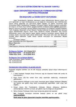 2014-2015 eğitim &ouml;ğretim yılı bahar yarıyılı uşak &uuml;niversitesi