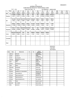 2014-2015 Eğitim &Ouml;ğretim Yılı 2. D&ouml;nem Sınıf Programı