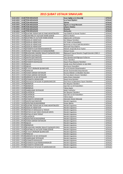 2015 Şubat Ustalık Sınav Tarihleri