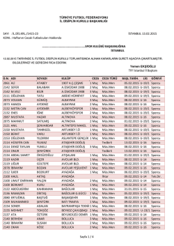 23.hafta cezalılar listesi - TFF İstanbul İl Başkanlığı