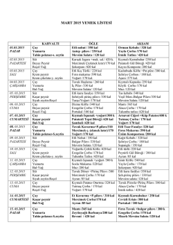 MART 2015 YEMEK LİSTESİ
