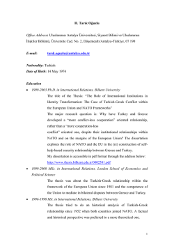H. Tarık Oğuzlu Office Address: Uluslararası Antalya Üniversitesi