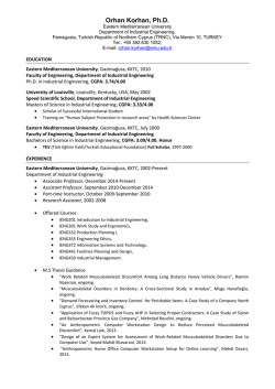 Orhan Korhan, Ph.D. - Industrial Engineering Department EMU-DAU