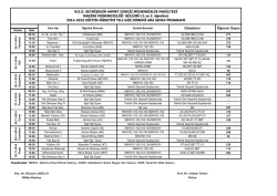 Makina Mühendisliği Bölümü 2014-2015 Güz Yarıyılı Vize Programı