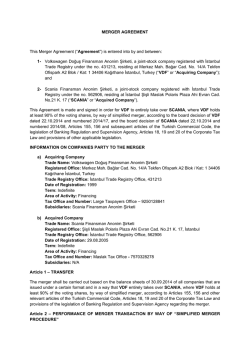 MERGER AGREEMENT This Merger Agreement (&ldquo;Agreement