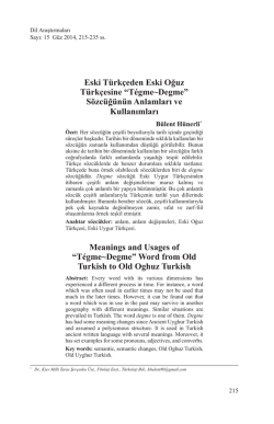 Eski T&uuml;rk&ccedil;eden Eski Oğuz T&uuml;rk&ccedil;esine &ldquo;T&eacute;gme