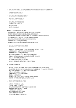 Kalite Y&ouml;netimi - DR. SADIK AHMET HASTANESİ