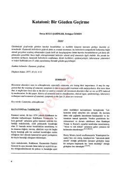 Katatoni: Bir G&ouml;zden Ge&ccedil;irme