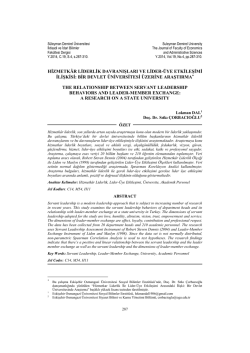 Hizmetk&acirc;r Liderlik Davranışları ve Lider