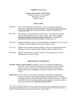 CURRICULUM VITAE Mustafa &Ouml;zcan, Ph.D., Full
