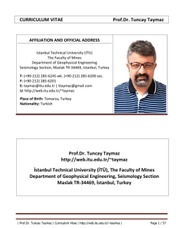CURRICULUM VITAE Prof.Dr. Tuncay Taymaz