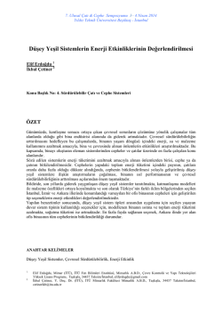 D&uuml;şey yeşil sistemlerin enerji etkinliklerinin değerlendirilmesi