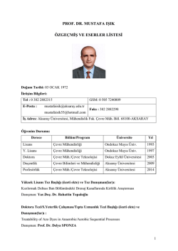 Akademik CV - &Ccedil;evre M&uuml;hendisliği B&ouml;l&uuml;m&uuml;