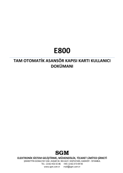 tam otomatik asans&ouml;r kapısı kartı kullanıcı dok&uuml;manı