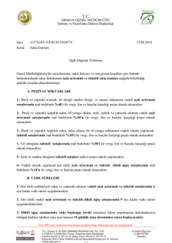 2014 SATIŞ ESASLARI - Orman Genel M&uuml;d&uuml;rl&uuml;ğ&uuml;