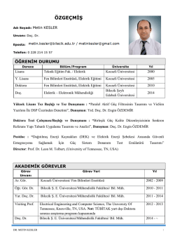 Do&ccedil;. Dr. Metin KESLER - Bilecik Şeyh Edebali &Uuml;niversitesi
