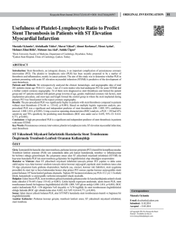Usefulness of Platelet-Lymphocyte Ratio to Predict