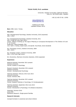 TOLGA YILDIZ, Ph.D. candidate CURRICULUM VITAE (updated