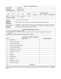FACULTY of AGRICULTURE Course Title Insecticides Department