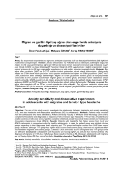 Migren ve gerilim tipi baş ağrısı olan ergenlerde