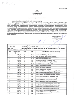 8 Takdir Edilen Degeri TL. Adedi 1