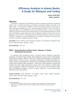 Efficiency Analysis in Islamic Banks: A Study for Malaysia and Turkey