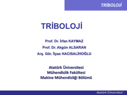 TRİBOLOJİ - Mehmet Adem Yıldız