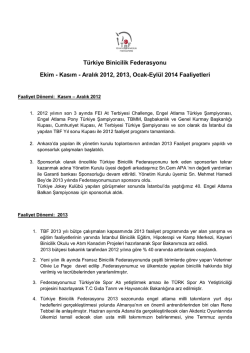 ekim, aralık 2012, 2013, ocak, eyl&uuml;l 2014 faaliyet raporu