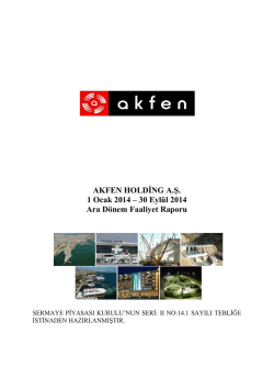 30 Eyl&uuml;l 2014 Ara D&ouml;nem Faaliyet Raporu