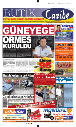 13 Ağustos 2014 - G&uuml;ney Ege Gazetesi