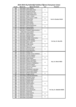 2014-2015 Diş Hekimliği Fakültesi Öğrenci Danışman Listesi