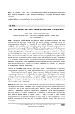 Bazı Deniz Yosunlarının Antioksidan İ&ccedil;eriklerinin Karşılaştırılması