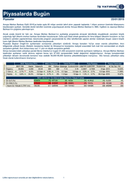 Piyasalarda Bug&uuml;n - T&uuml;rkiye İş Bankası