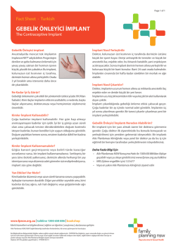 GEBELİK &Ouml;NLEYİCİ İMPLANT