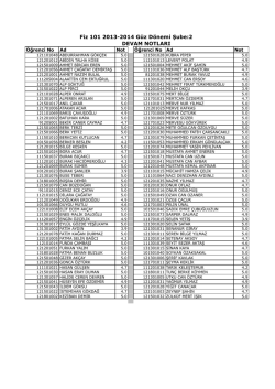 Fiz 101 2013-2014 G&uuml;z D&ouml;nemi Şube:2 DEVAM NOTLARI
