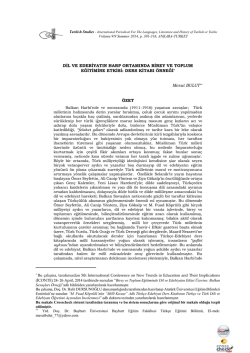 DİL VE EDEBİYATIN HARP ORTAMINDA BİREY