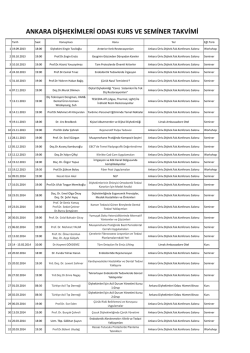 ankara dişhekimleri odası kurs ve seminer takvimi