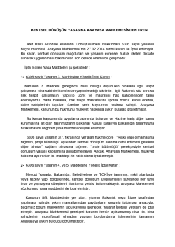 Kentsel D&ouml;n&uuml;ş&uuml;m Yasasına Anayasa Mahkemesinden Fren