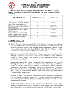 başvuru koşulları ve kontenjanlar