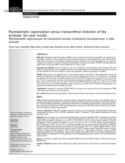 Plasmakinetic vaporization versus transurethral resection of the