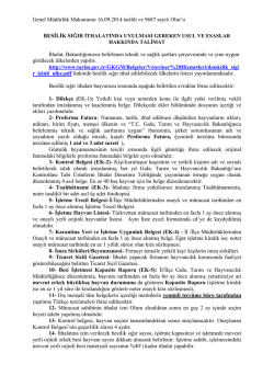 besilik sığır ithalatında uyulması gereken usul ve esaslar hakkında