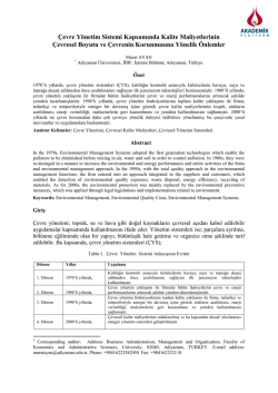 &Ccedil;evre Y&ouml;netim Sistemi Kapsamında Kalite