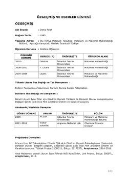 CV - Metalurji ve Malzeme M&uuml;hendisliği