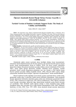 &Ouml;ğrenci Akademik Destek &Ouml;l&ccedil;eği T&uuml;rk&ccedil;e Formu