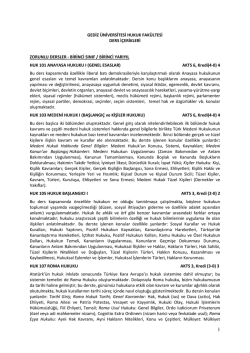 GEDİZ &Uuml;NİVERSİTESİ HUKUK FAK&Uuml;LTESİ DERS İ&Ccedil;ERİKLERİ