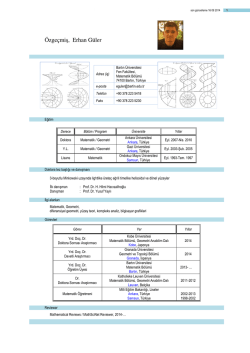Özgeçmiş, Erhan Güler - Fen Fakültesi