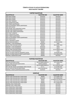 2016 faaliyet takvimi